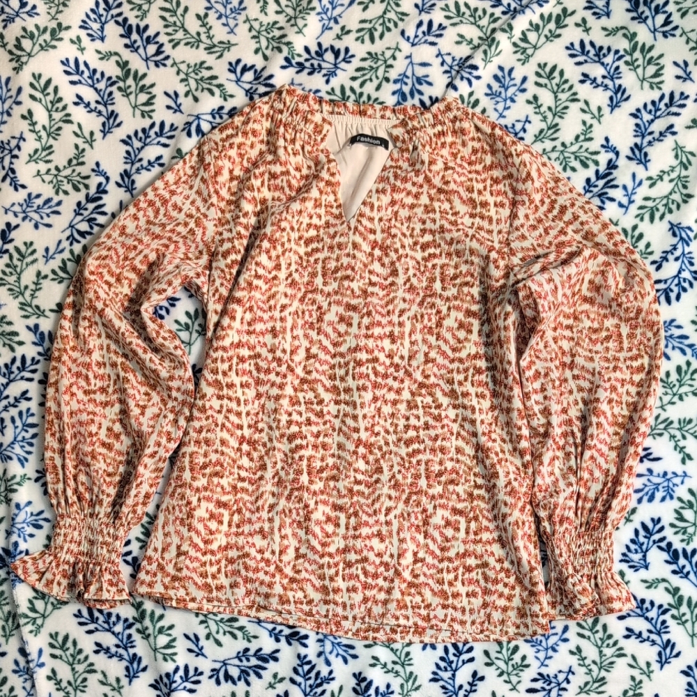 Elegant Red and Cream Blouse